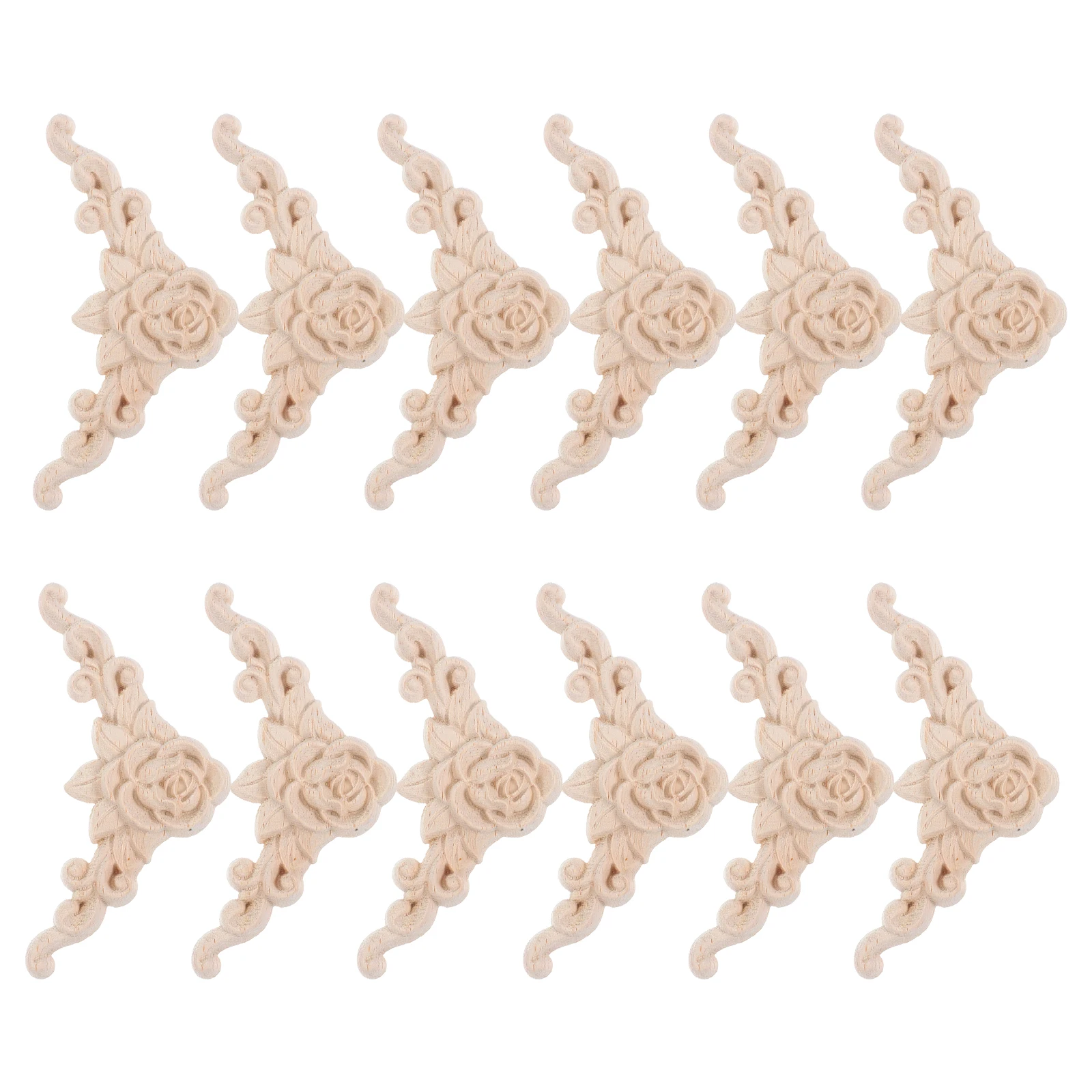 

12Pcs Decorative Wood Applique Unpainted Carved Corner Onlay European Style Furniture Embellishments Easy Installation DIY