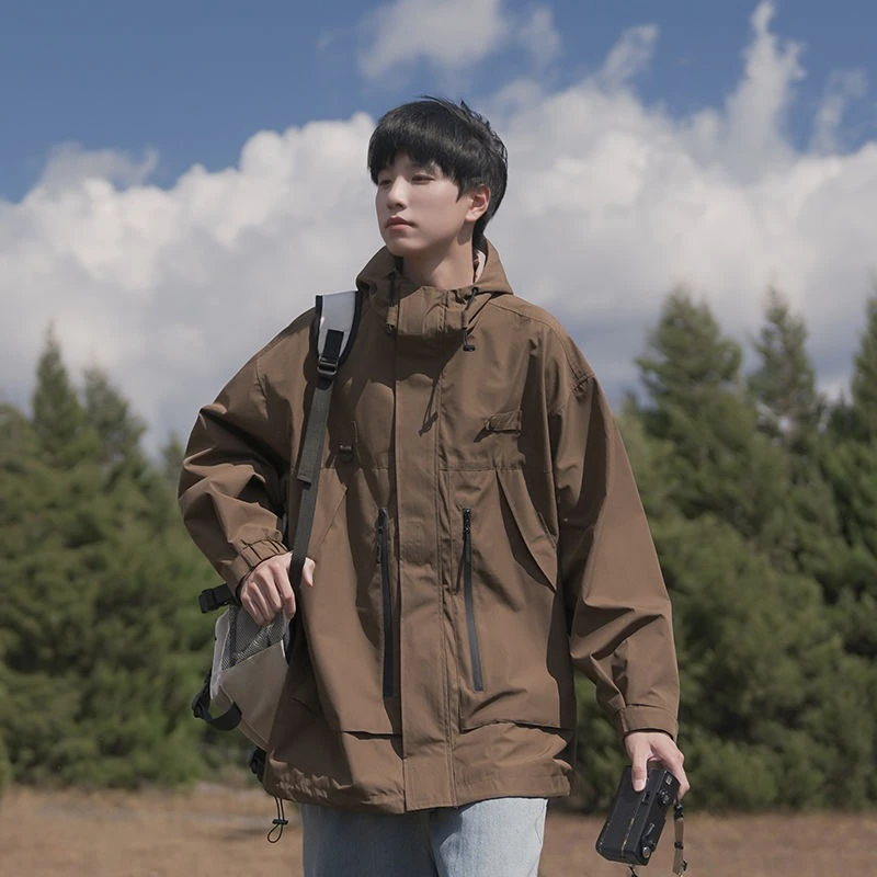 سترة رجالية عتيقة مقاومة للماء ومضادة للرياح للاستخدام الخارجي على الطراز الجبلي الأمريكي ملابس عمل عملية معطف ربيعي ياباني ريترو ملابس الشارع