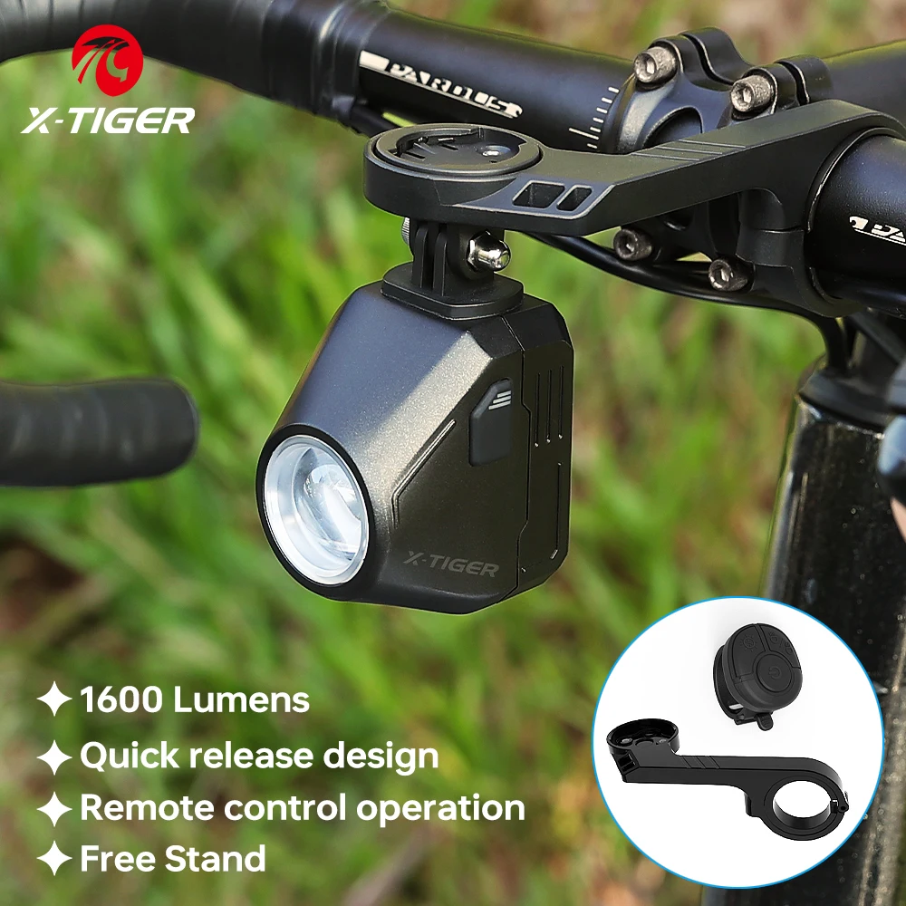 X-TIGER Bike Light 1600 Lumens Super Bright IP66 Waterproof Cycling Headlight Wireless Remote Control MTB Road Bike Front Light