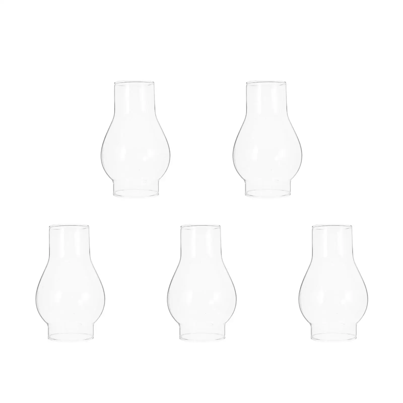 

5pcs Set of 5 Vintage Glass Chimney Replacement Decorative Oil Lamps Shade Globe Clear
