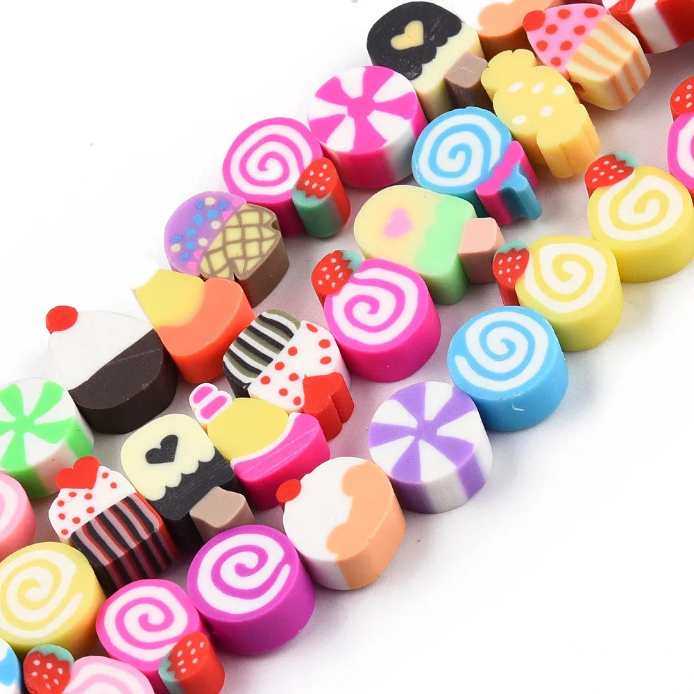 400pcs Polymer Clay Beads Candy Cake Lollipop Cupcake Sliced Beads Loose Spacer Beads for DIY Bracelet Necklace Jewelry Making
