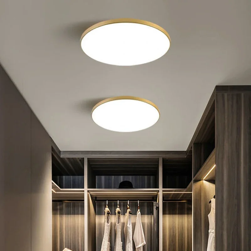 

220V Led Ceiling Light Golden Bedroom Indoor Kitchen Lighting for Home Decor Dustproof Bathroom Led Lamp Golden Ceiling Lamps