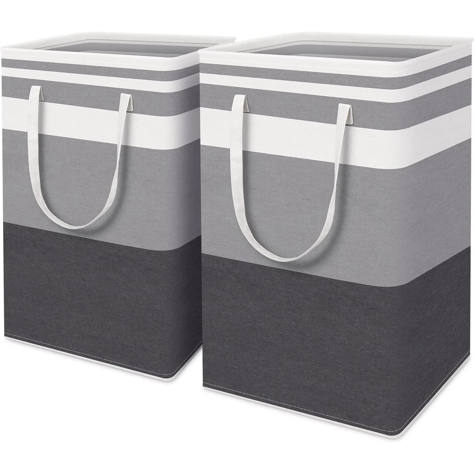 

2-Piece Large Laundry Basket Set with Extended Handles Gradient Gray Laundry Basket for Clothes and Toys at Home