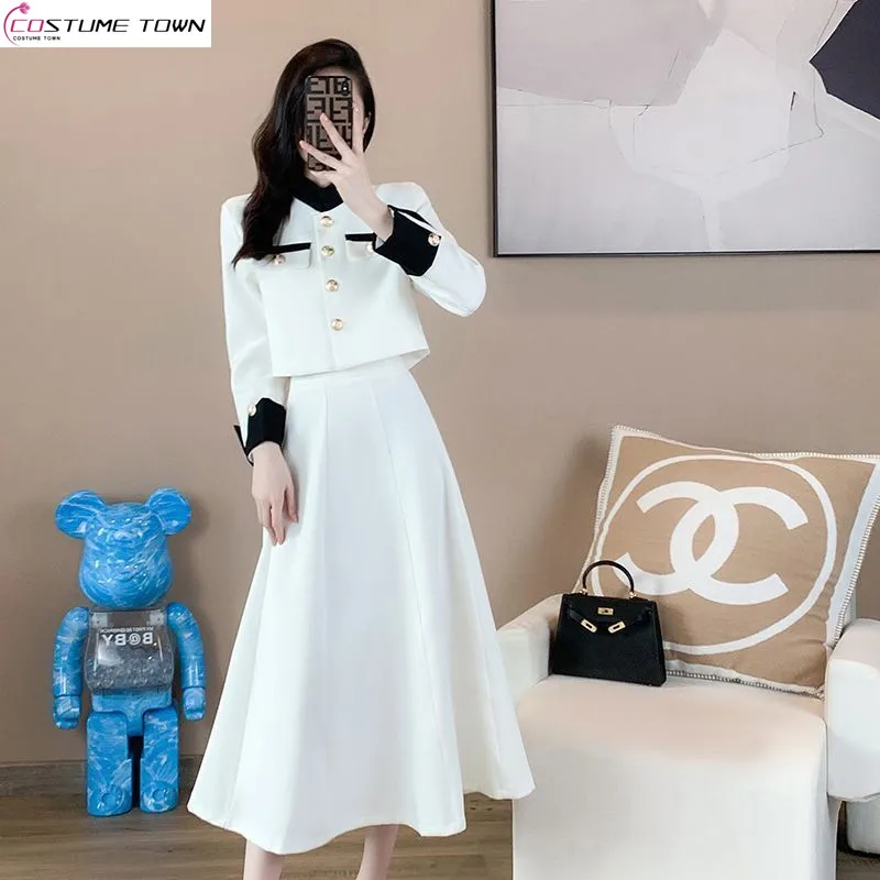 Xiaoxiangfeng two-piece set of Spring and Autumn new style temperament short jacket+French half length skirt fashionable set