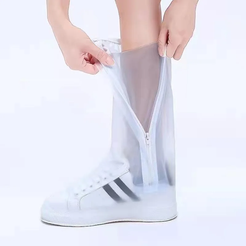 40CM High Tube Waterproof Shoe Cover Slip-resistant Zipper Rain Boots Waterproof Rainy Days Useful Shoe Protectors for Men Women