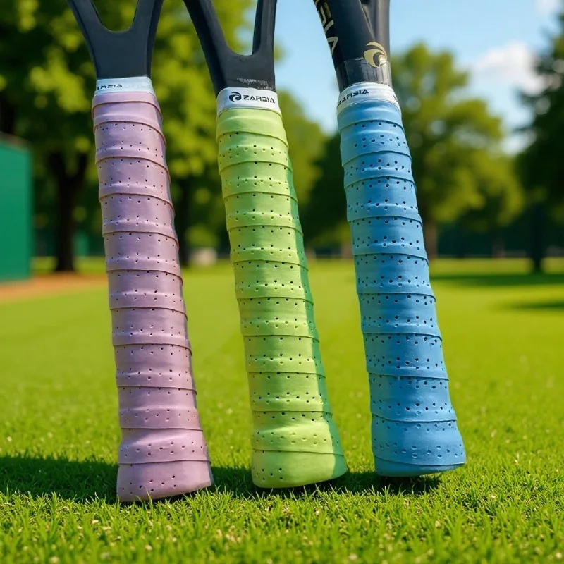 2Pcs Bright Color Tennis Overgrips Padel Perforated Viscous Badminton Grips Sweatbands Racket Grip Tape Wrap For Bicycle Handle