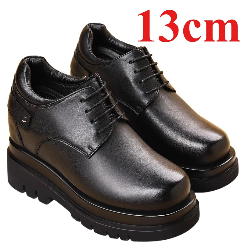 Ultra High 13cm Elevator Shoes Men's Dress Shoes British Business Casual Height-increasing Shoes Wedding Thick Soled Derby Shoe