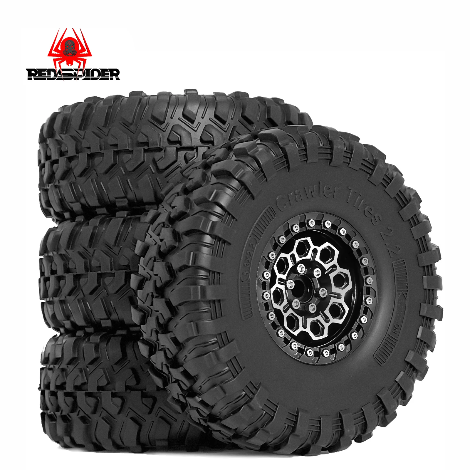 

RED SPIDER 1/10 RC Crawler 2.2 Beadlock Wheels Tires Height Soft for Traxxas TRX4 Axial SCX10 II III Redcat Gen 8 Rocks Mud