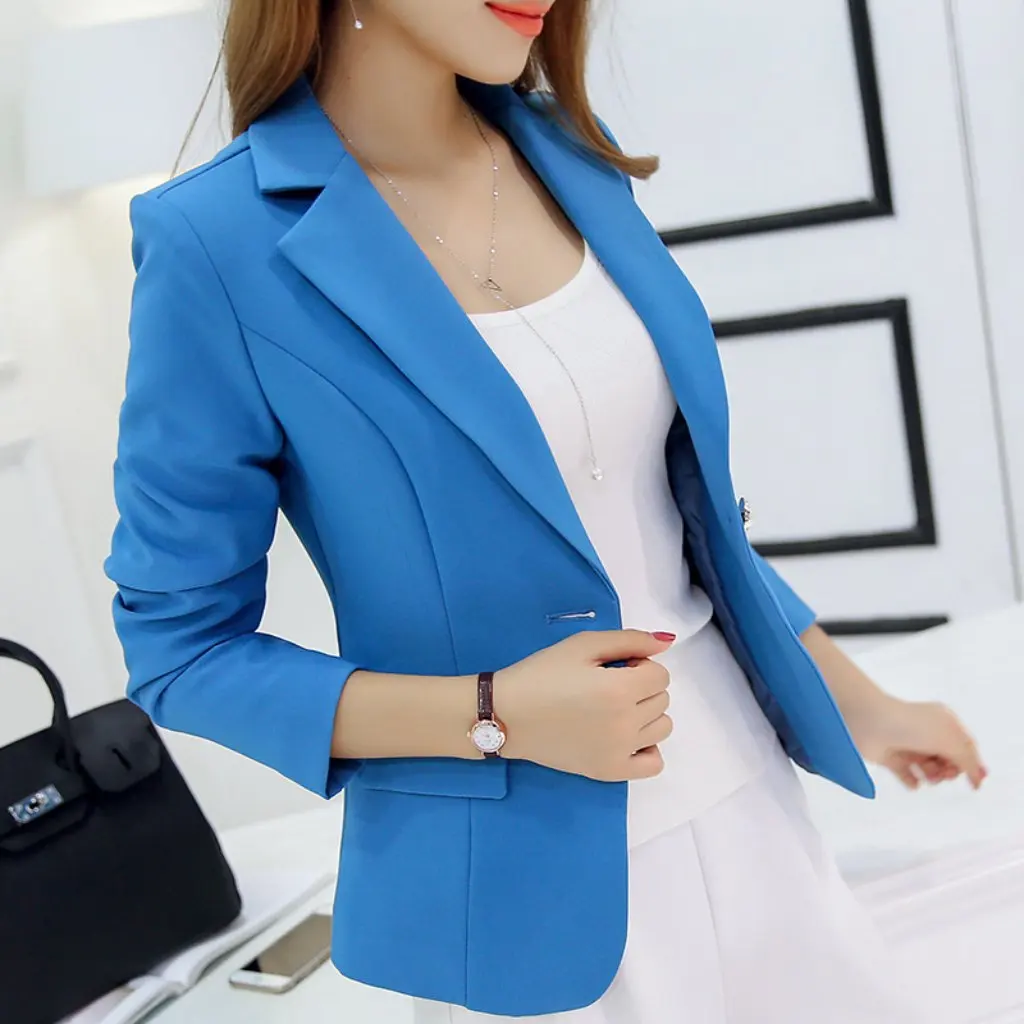 

Women's Slim-fit Jacket Spring Solid Color Short Long Sleeve Korean Style Small Suit Casual Fashion Top
