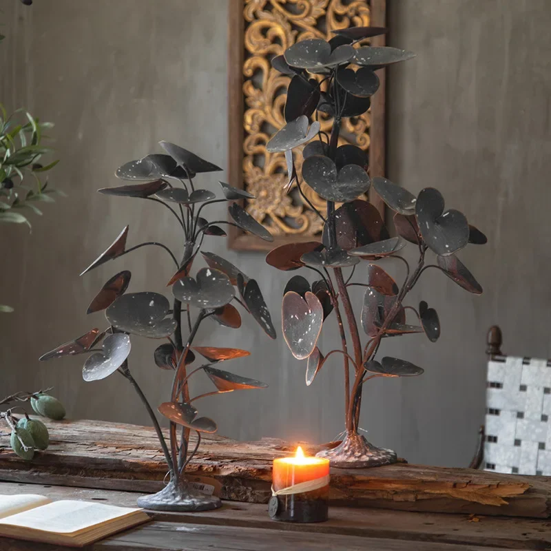 American Simple Creative Ornaments Retro Old Iron Candlesticks B&B Living Room Entrance Decoration Photography Props Ornaments