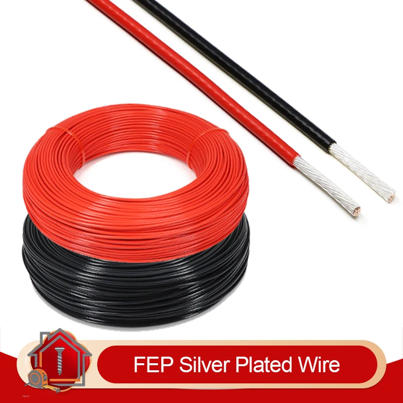 2/5/10m FEP Silver Plated Electronic Wire High Purity OFC Audio Speaker Headphone HiFi Signal Copper Cable For 3D Printer