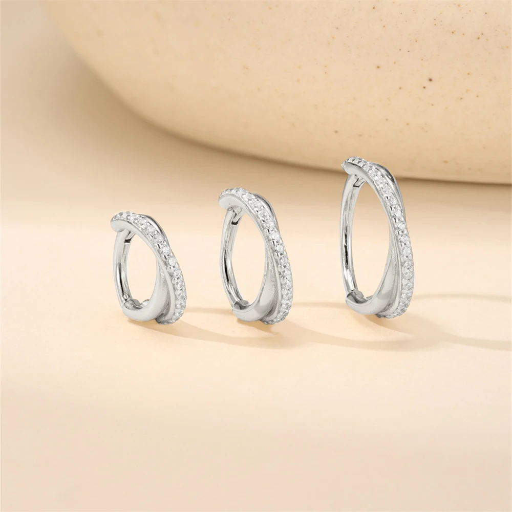 Canner 1PC 925 Sterling Silver 6/8/10mm Cross Classic Ear Bone Puncture Hoop for Women INS Dainty Variety of Styles Gifts