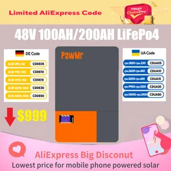 PowMr 51.2V 100AH LiFePO4 Bateria litowa 5KW Akumulatory słoneczne z CAN RS485 16S BMS do instalacji słonecznej UE 6000+ cyklu