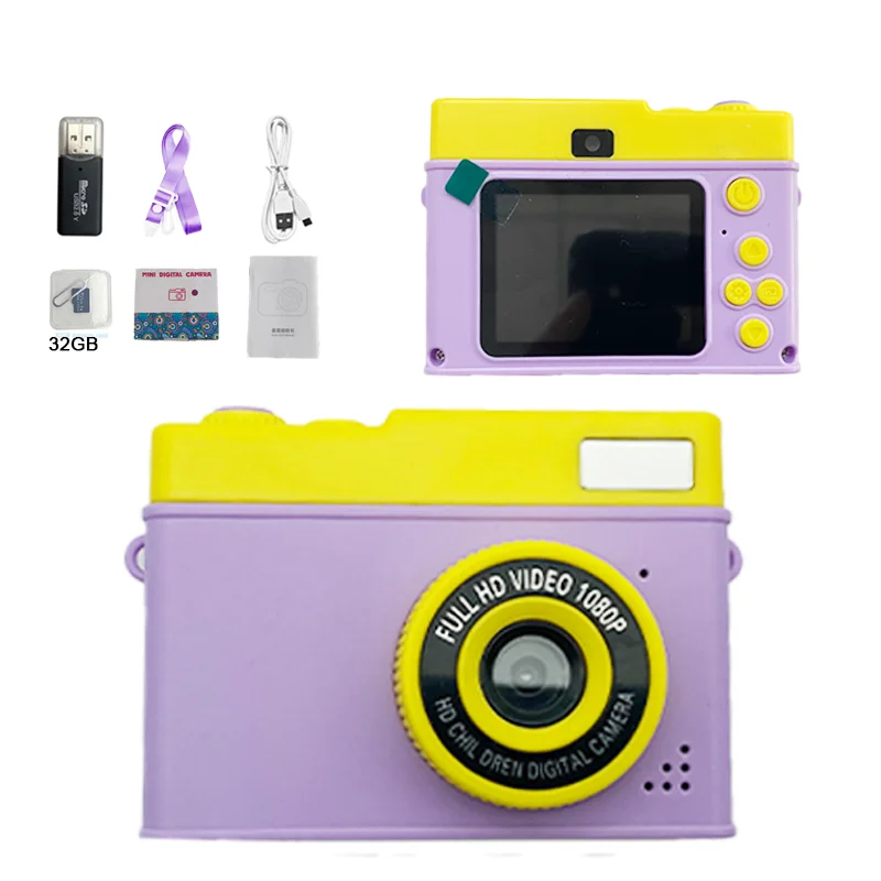 Cute Cartoon Full HD Video Digital Camera Instant Mini Camera Children Fun Birthday Gift Portable Sports Photo Camera