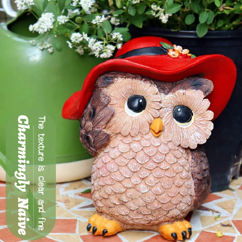 

Resin Owl Crafts Statue Ornament Cute Animal Mini Figurines Creative Home Outdoor Garden Balcony Living Room Study Desktop Decor