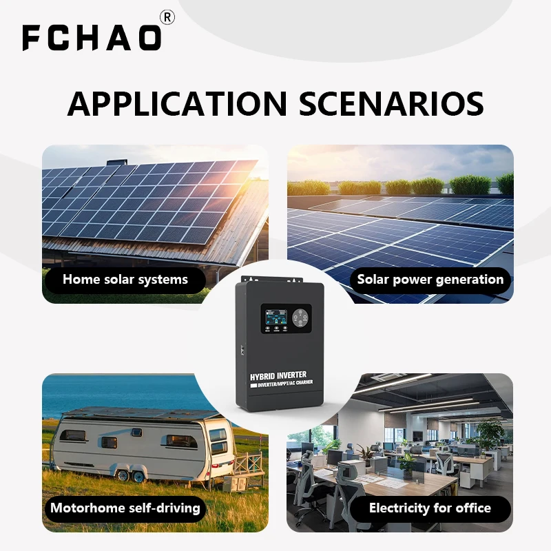 Imagem -03 - Fchao-inversor Solar Híbrido de Onda Senoidal Pura Mppt Off Grid Inversor Controlador de Carga Solar Mppt Embutido 5.6kva 48v 230v