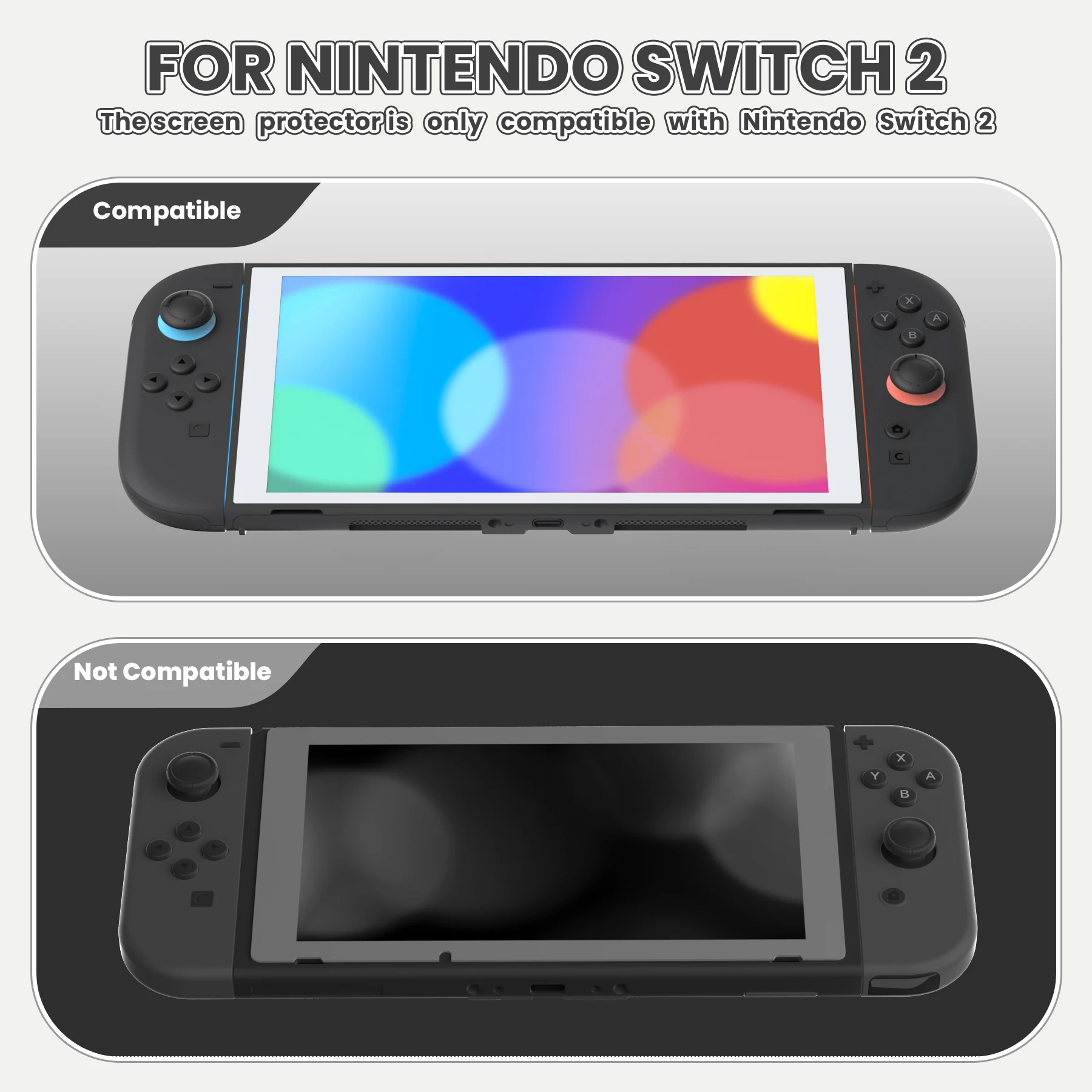 PlayVital Screen Protector for Nintendo Switch 2, 2-Pack Tempered Glass Film, HD Clear Scratch-Resistant, Touch Sensitive - Pink