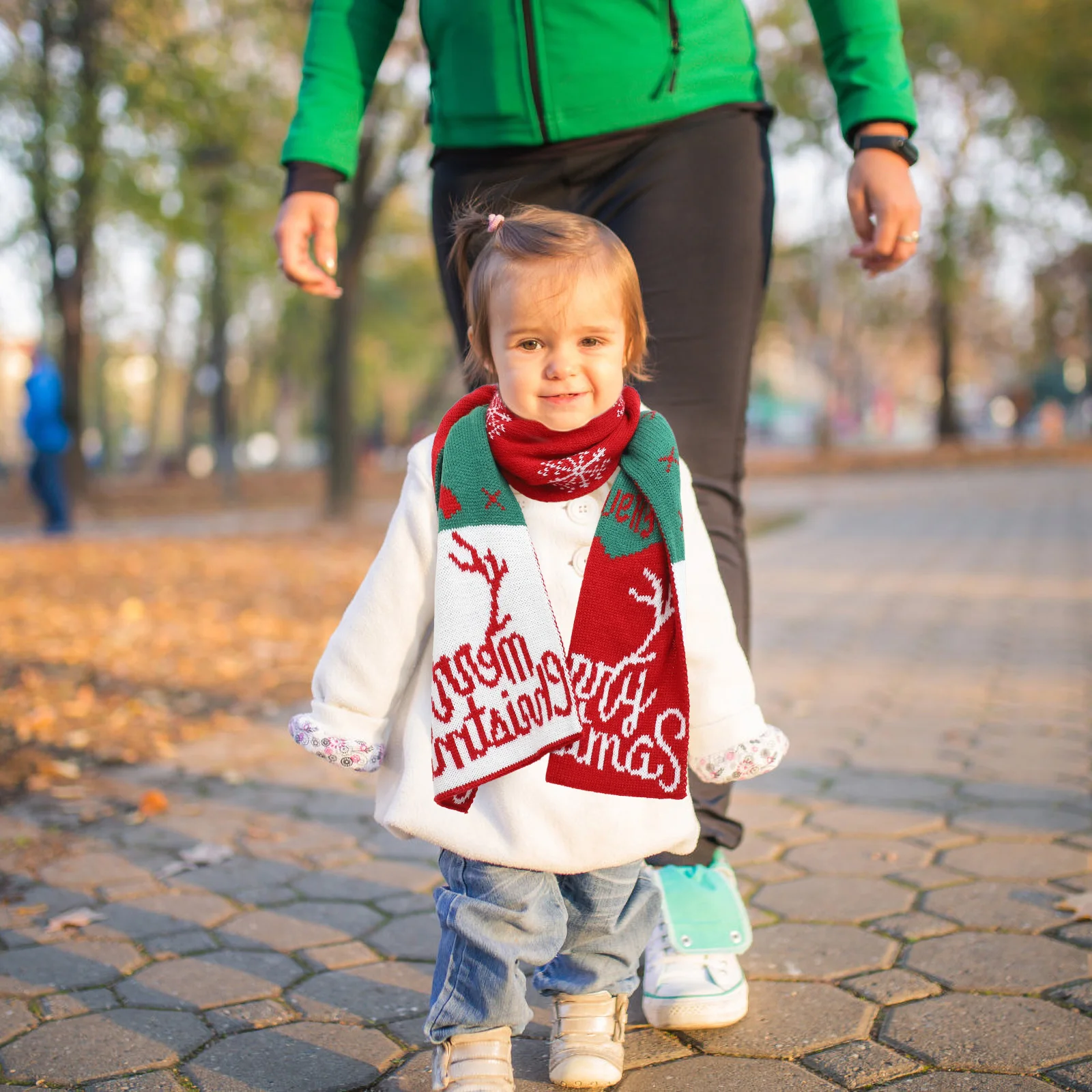 

Children Christmas Scarf Kids Boys Scarves Warm Xmas Neckerchief Yarn Parent child Lovely Design Elegantly Knitted Winter
