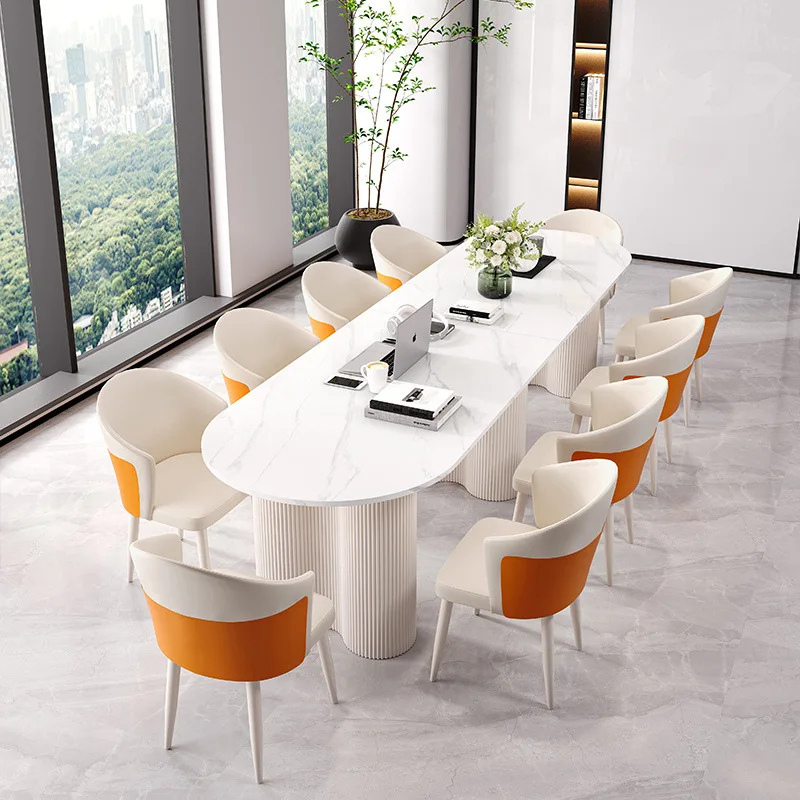 Rock slab conference table Long table 6-10 people Desk Workbench Business beauty salon Reception Negotiation table Dining