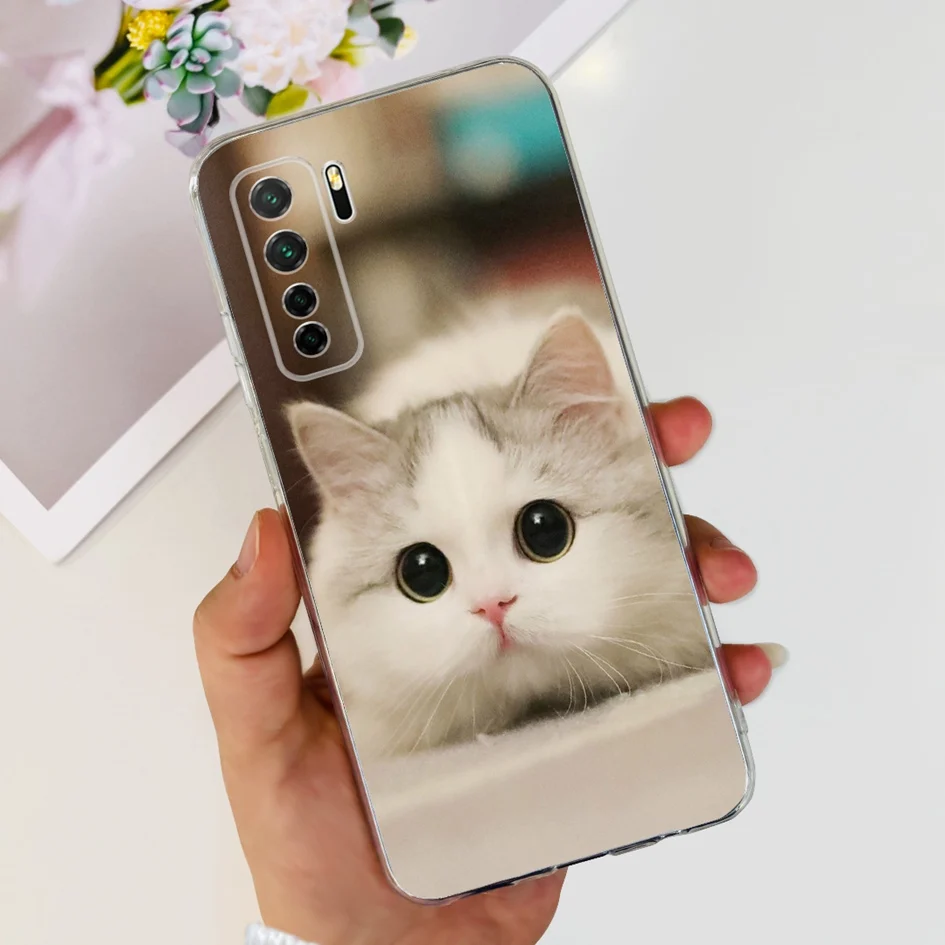 For Huawei Nova 7 SE Case CDY-NX9B Clear Cover Fashion Pattern Soft Silicone Funda For Huawei P40 lite 5G Honor 30S Russia Cases