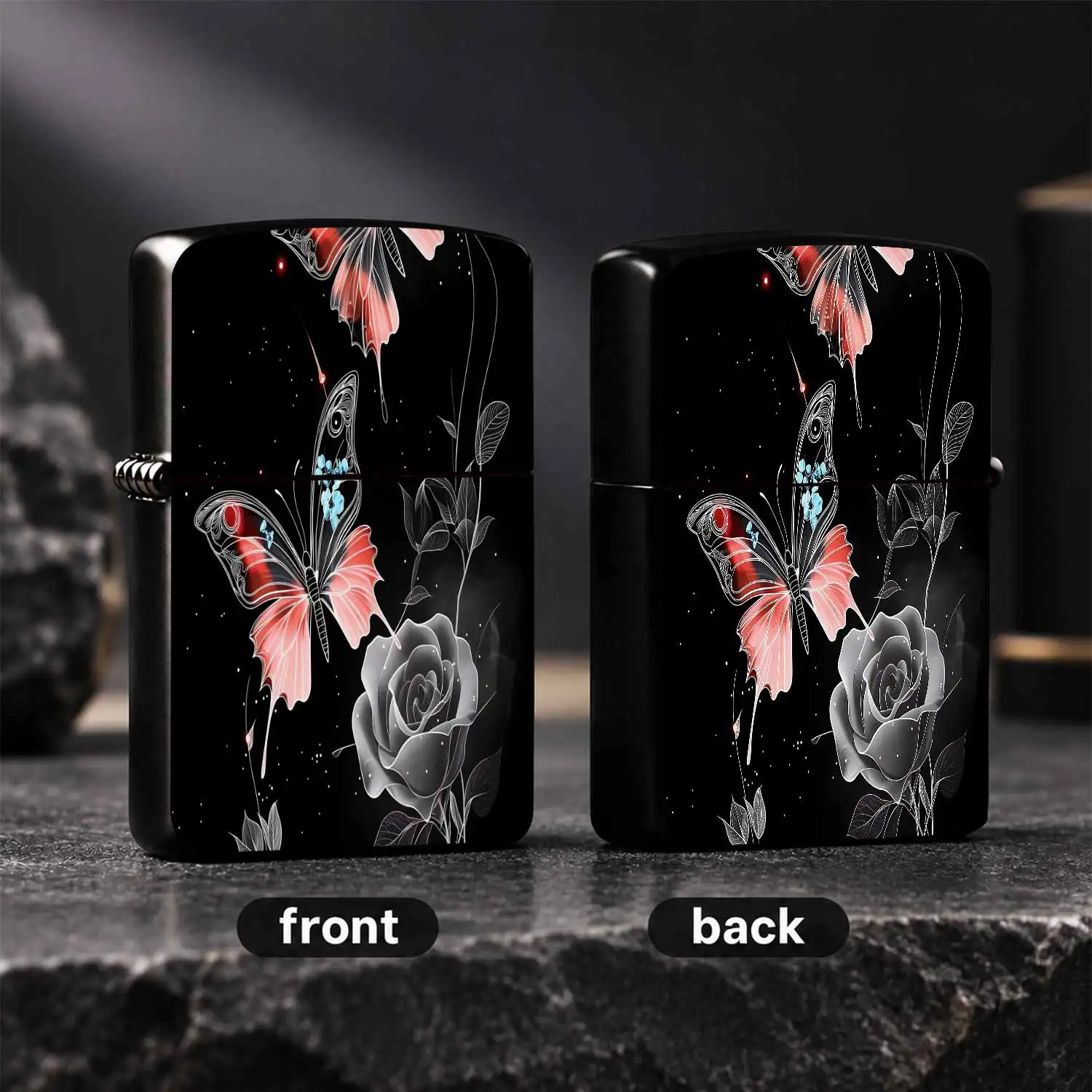 Artistic Glowing Line Drawingrose Print Portable Igniter, Elegant Black Background Aesthetic Decor, Exquisite Compact Daily Carry Accessory, Suitable For Travel Camping Dating Gathering All Scenarios, Unique Thoughtful A Humorous And Intere
