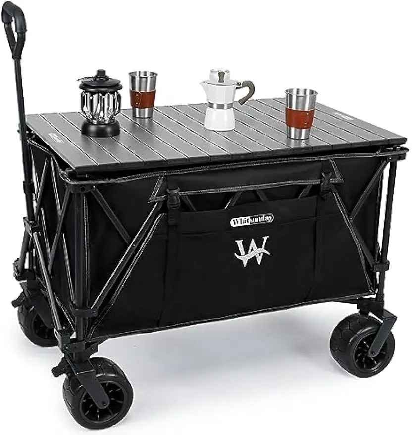 

Сверхмощный складной тележка, складная тележка 440 фунтов со столом и вездеходными колесами для использования на открытом воздухе