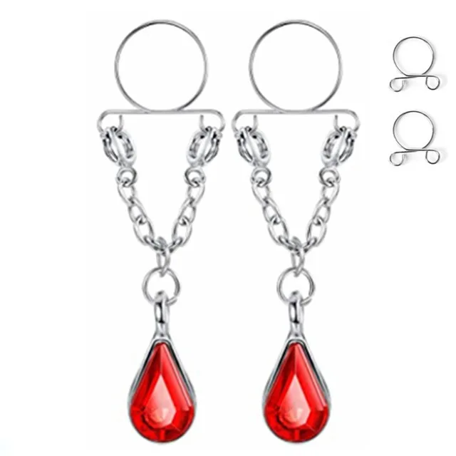 1 Paar sexy Quasten-Kristall-Schmetterlings-Anhänger, gefälschter Nippelring für Frauen und Mädchen, verstellbarer künstlicher Nippel-Piercing-Körperschmuck