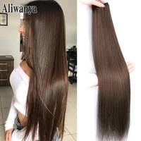 Extensiones de mechones de pelo liso, mechones de pelo trenzado de ganchillo sintético, pelo liso Yaki resistente al calor, tejido completo hasta el extremo