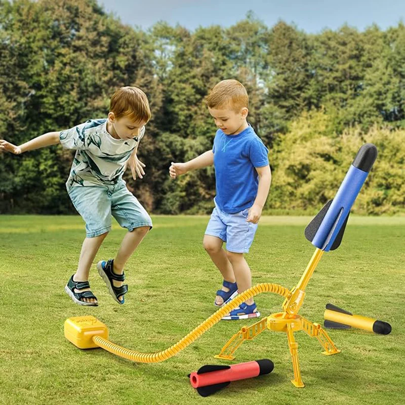 TEMI Kids' Rocket Launcher, 12 Foam Rockets, Launching Over 100 Ft, Outdoor Toy, Birthday Gift For Kids 3-6+