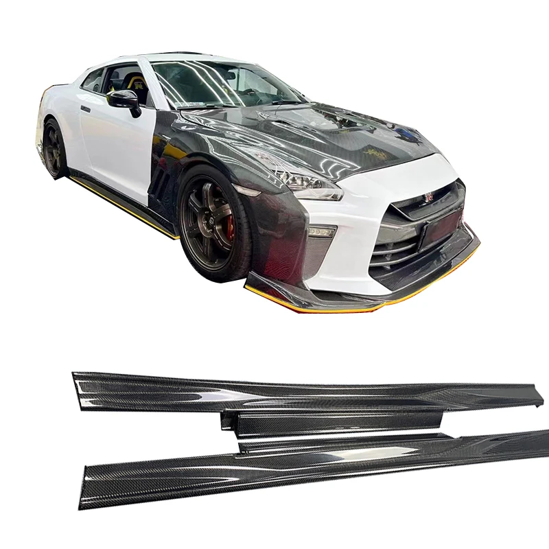 

Top secret style carbon fiber side skirt for Nissan GTR R35 perfect fitment