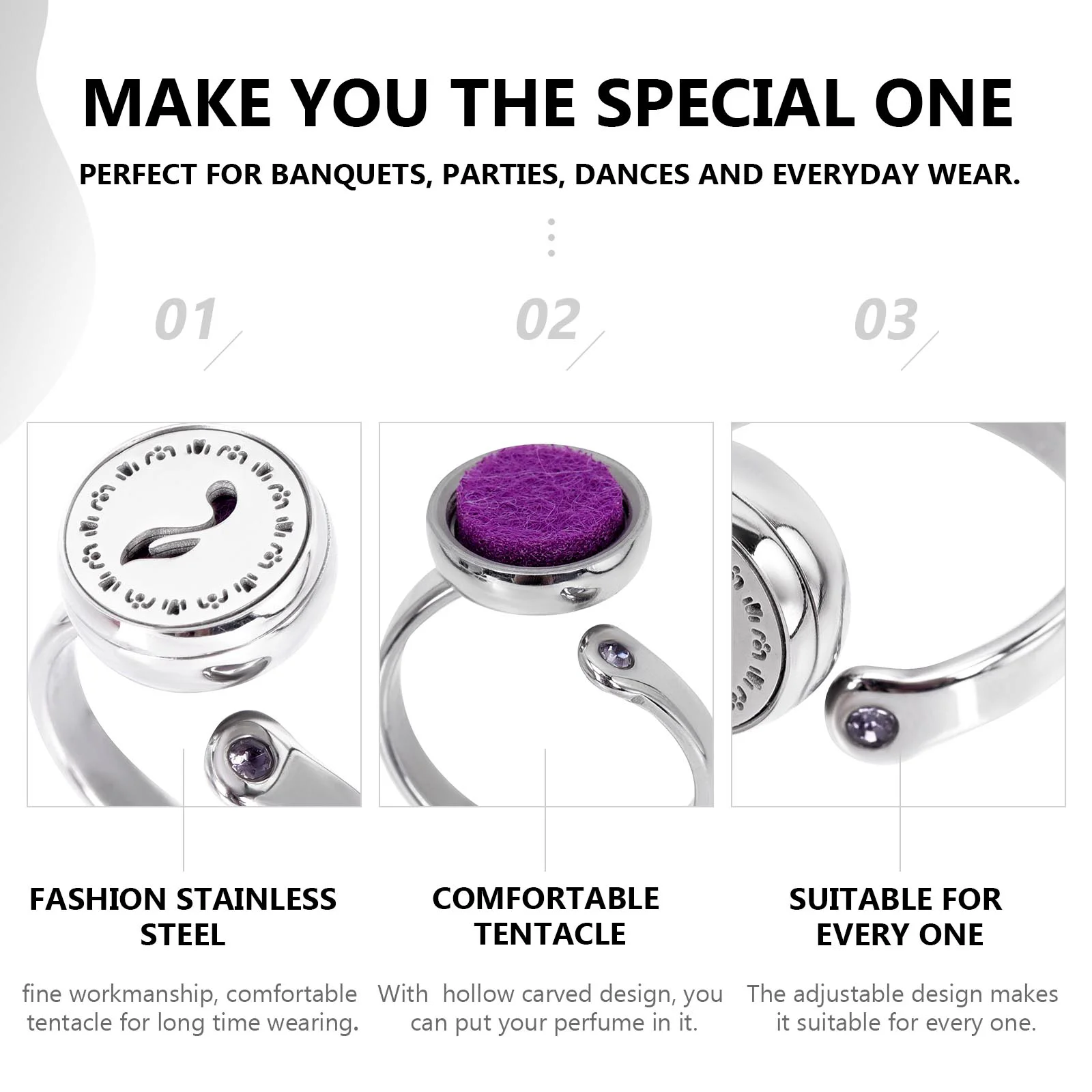 Trendy Rings Aromatherapy Essential Oil Retro Decor Adjustable Finger Diffuser for Women Miss Decoration