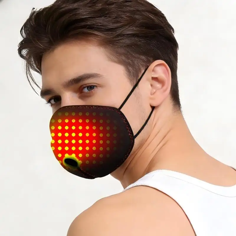 

Маска для лица с подогревом от батареек, красный свет, ветрозащитная, для облегчения сезонного ринита и аллергии, согревающая, для велоспорта, портативная