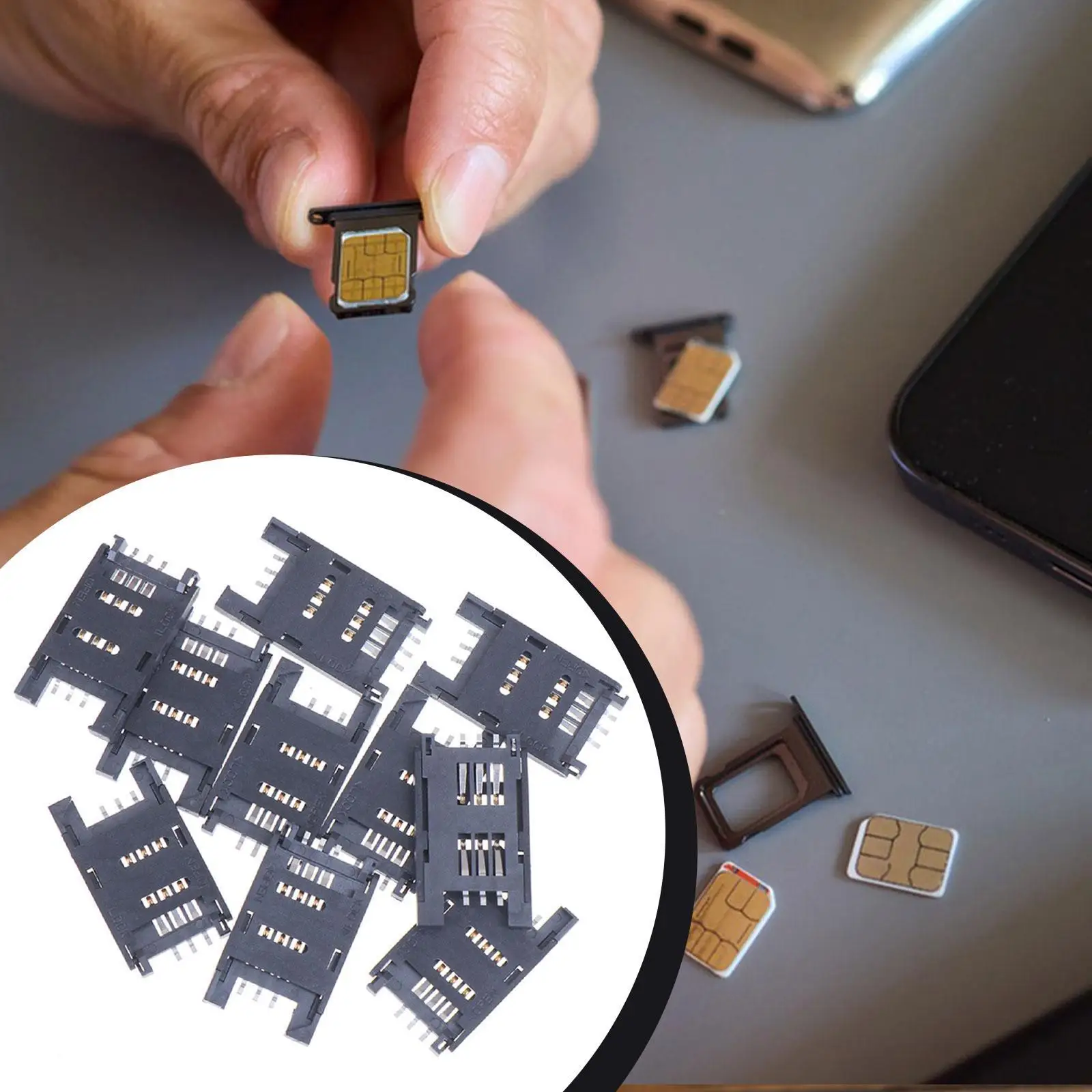 Compact 6 Pin SIM Card Holder Tray SMD Socket Flip Seat for Cellphone Maintenance Accessories