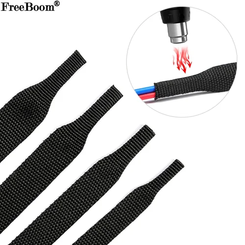 Funda de Cable trenzado de 1 ~ 50m, aislamiento de Tubo termorretráctil PET, envoltura de Cable retráctil retardante de llamas, organizador de Cable de protección