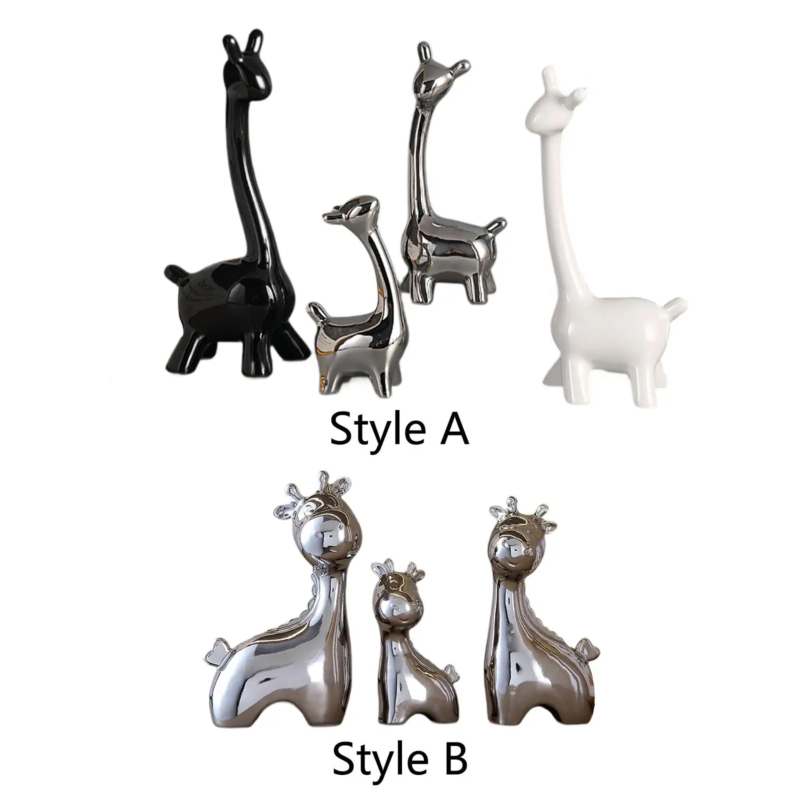 Table Ornament Ceramic Deer Family Statue Set Handicraft Shelf Sculpture for Bookshelves