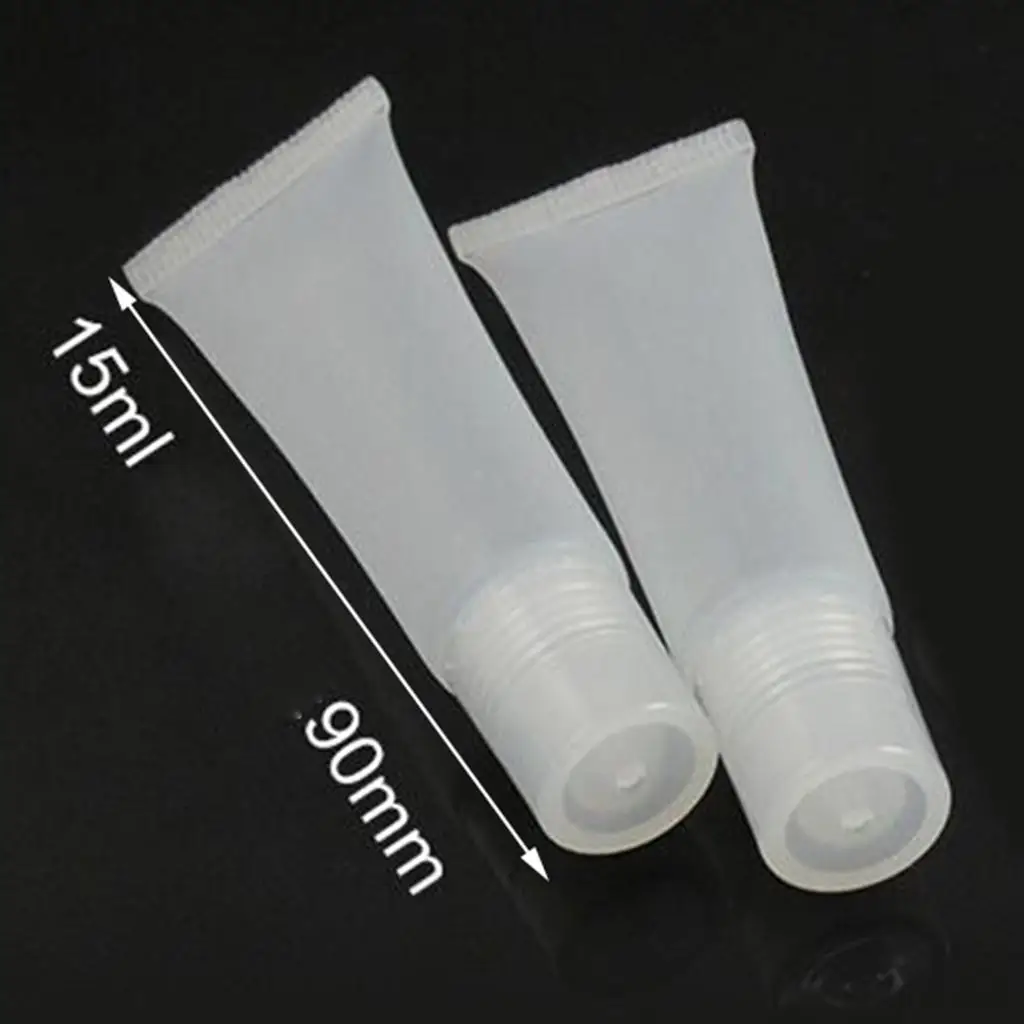 20 Packs 10ml 15ml Soft Empty Tubes, Refillable Mini Clear Lip Gloss Balm