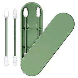 2Pcs Reusable Silicone Ear Swabs with Case Ear Cleaning Cosmetic Silicone Buds Swabs Sticks Double-headed For Cleaning Makeup