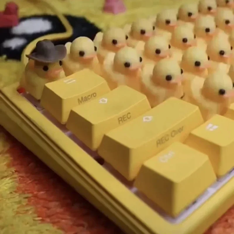 Imagem -05 - Pato com Fio Teclado Mecânico Personalizado Teclado Criativo Usb Periféricos de Computador dos Desenhos Animados Pato Voz Presente Aniversário Pato Amarelo