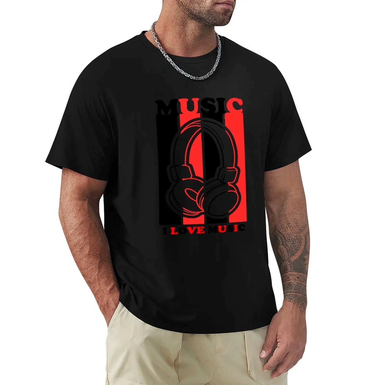 

i love music T-Shirt Standard Fit Solid Tee Shirt