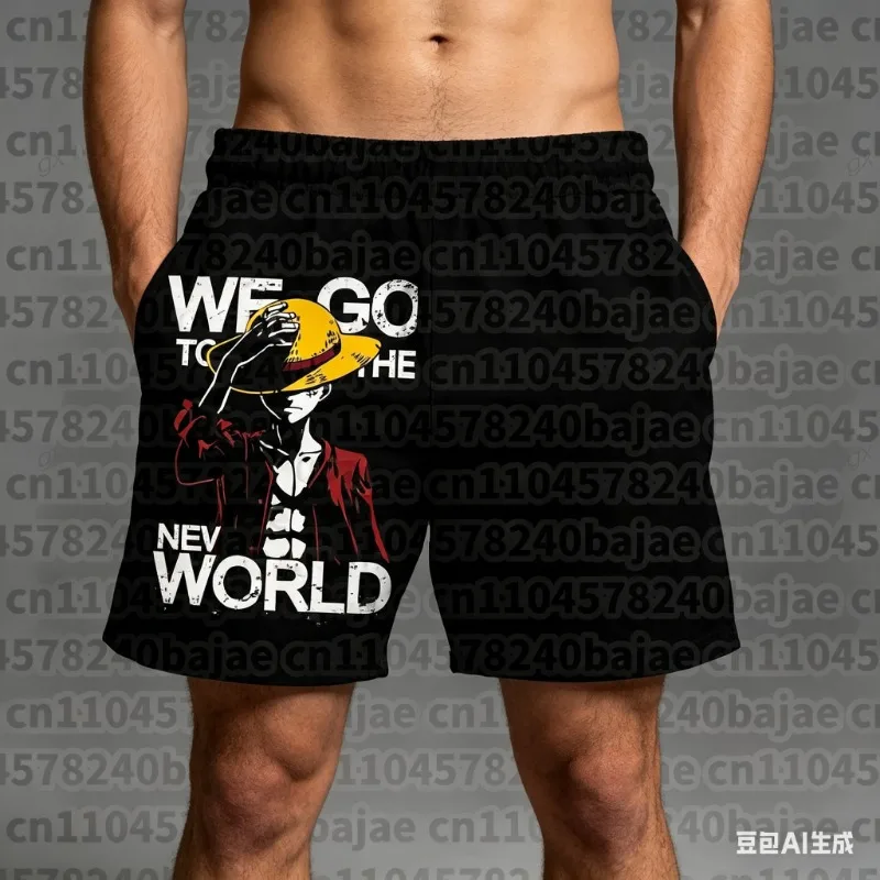 2026 ONE PIECE Animation Luffy Sauron Peripheral Printed Shorts American Summer Men's Daily Loose Sports Breathable Pants
