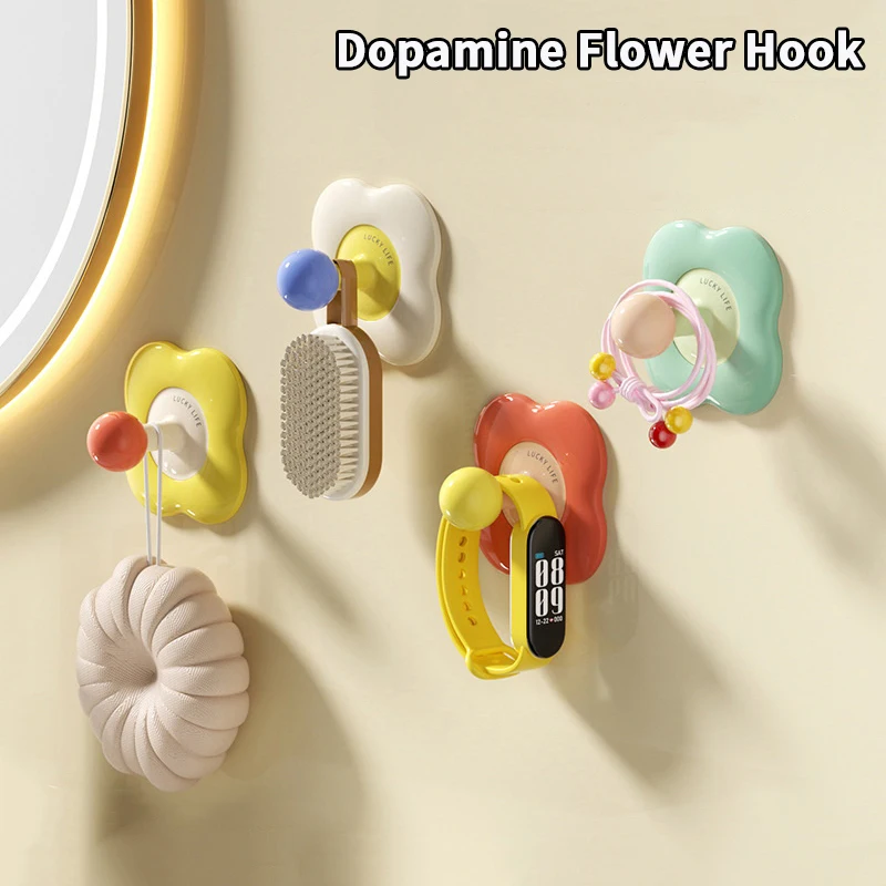 4Pcs Dopamine Hook Punch-free Wall-mounted Adhesive Hook Kitchen And Bathroom Traceless Hook Super Load-bearing Door Hanger