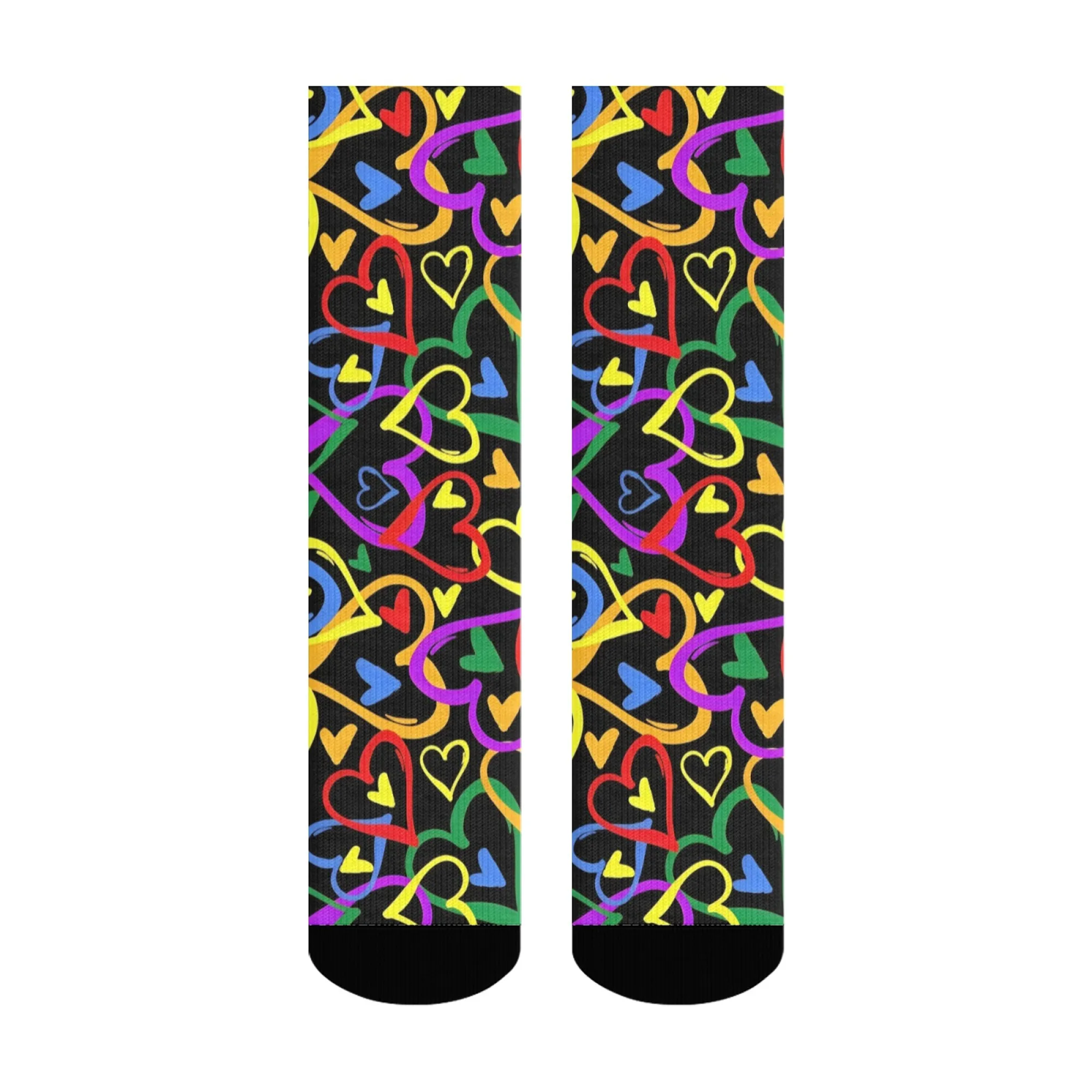 للجنسين العصرية النيون القلب الفن طاقم الجوارب تريبي الحب الفن مع قلوب ملونة لينة الدافئة للاستخدام اليومي وهدايا زوجين الحب