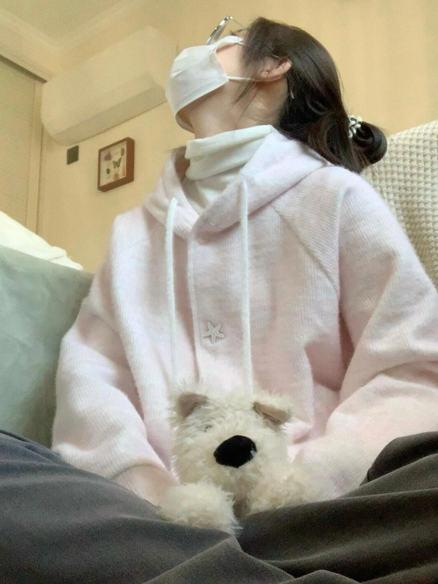 

Early Autumn Korean Sle Pink Hooded Sweatirt Jaet Women's New 2025 Spring Autumn Lazy Knitted Sweater Cardigan Top