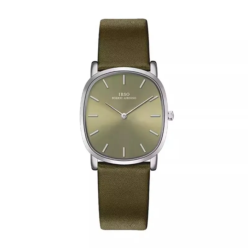 New StylishLeather Strap Watch With Large Oval DialThin DesignCasual Men'S WatchHigh-Quality Selected TimepieceQuartz Wristwatch