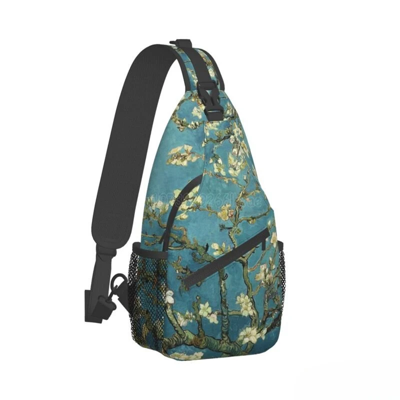 Vincent Van Gogh Almond Blossom Sling Chest Bag for Women Crossbody Backpack Travel Shoulder Bags Waterproof Daypack for Hiking