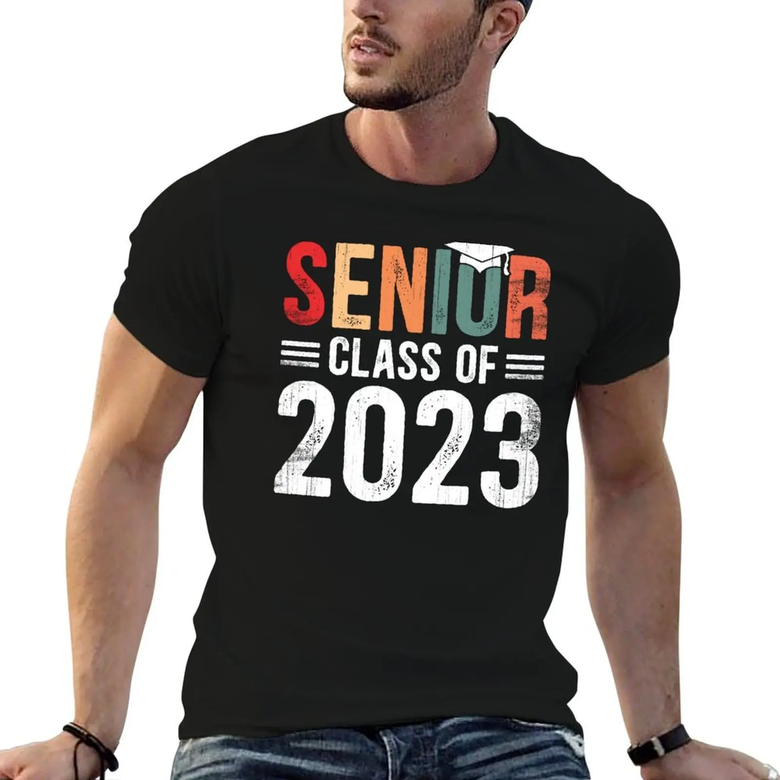 Senior Class of 2023 Graduation Vintage Retro T-Shirt g man t shirts for men anime tshirt cotton t shirts high quality T-shirt