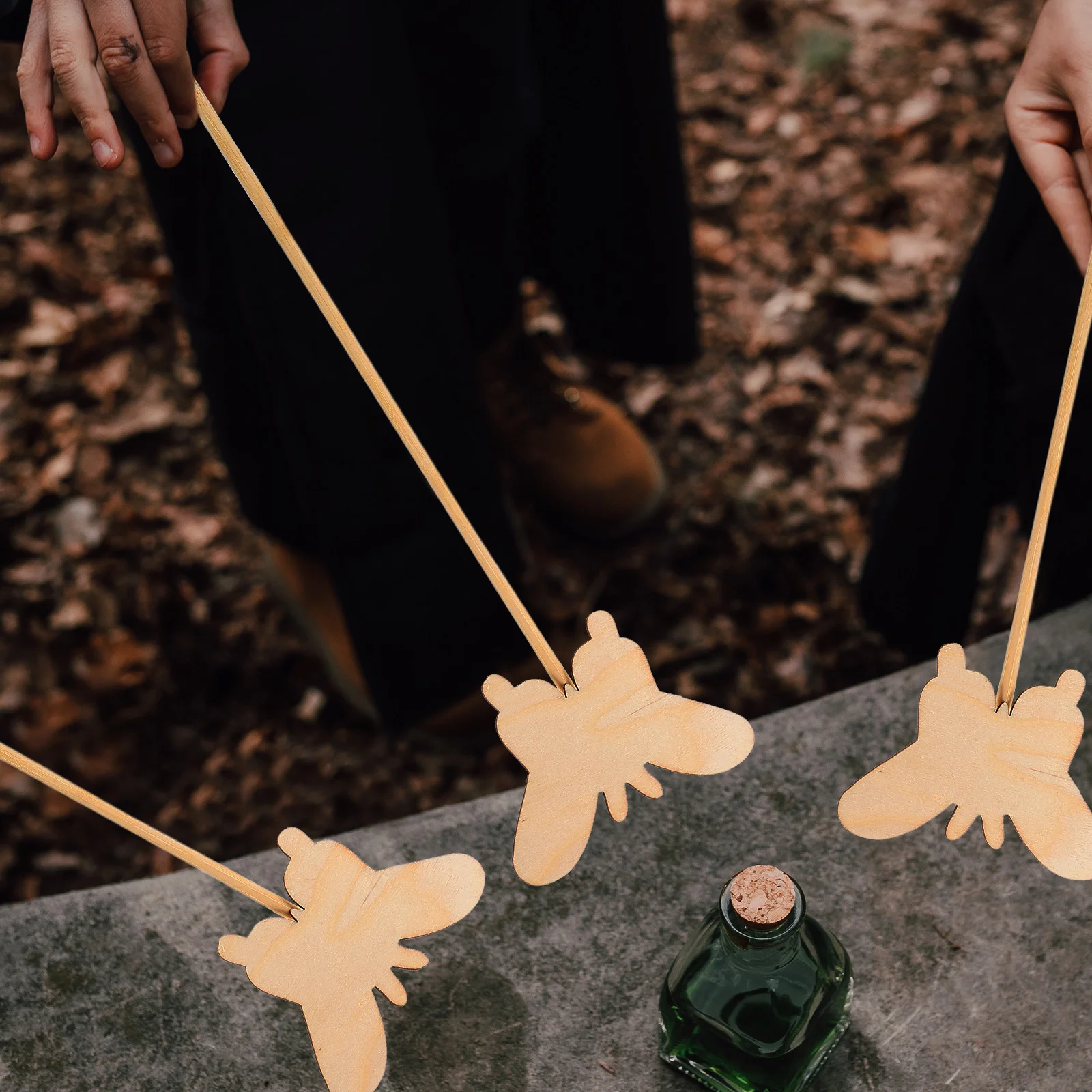 12 قطعة خشبية DIY الفراشات الجنية العصا الإبداعية اللوحة الحرفية للأطفال اليدوية الأطفال الجنية عصا الفن المشروع