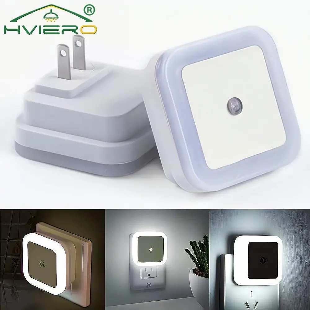 LED Night Lights Smart Motion Sensor Battery Operated Bedside For Room Hallway Pathway Stairs Home Lighting Square Wall Lamps