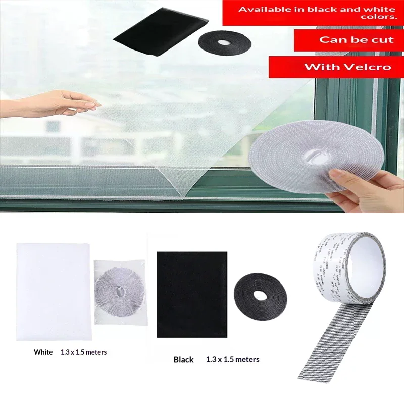 Indoor Self-adhesive Mosquito Net DIY Fly Insect Screen Curtain for Windows Protective Mesh Waterproof Home Bedroom Easy Apply