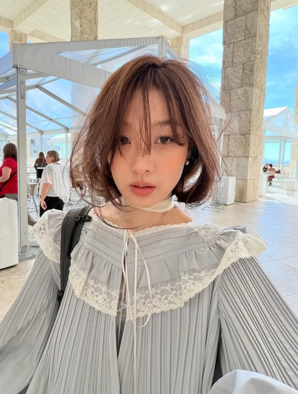 

Женская свободная блузка Flett Sweet Style с кружевной отделкой и воротником-стойкой, корейская версия, плиссированный топ во французском стиле, с длинными рукавами, из полиэстера